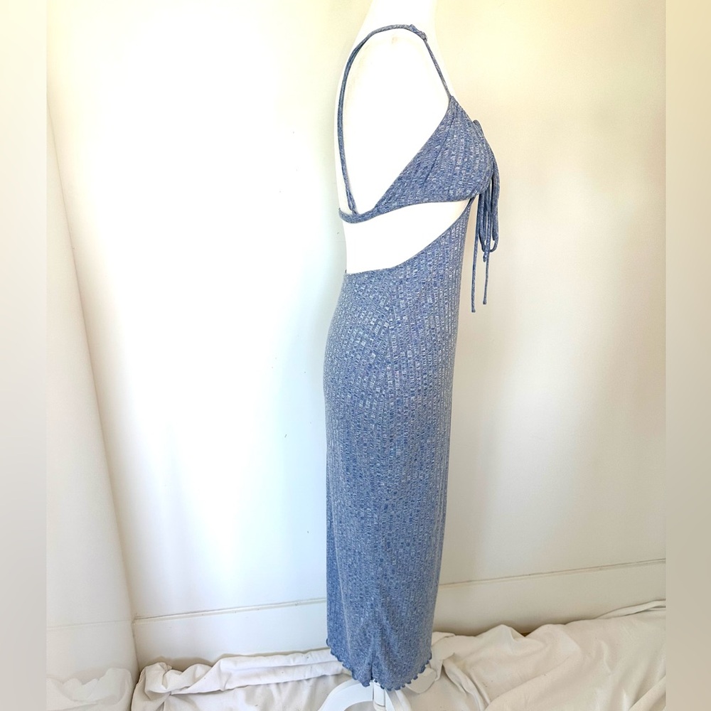 Revolves Song Of Style Blue Ribbed Cut Out Dress. - Picture 8 of 10